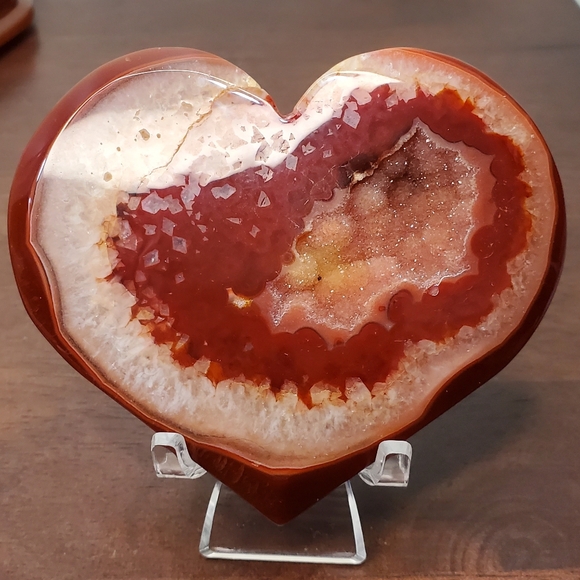 Carnelian Crystal Heart With Druzy - Picture 5 of 12